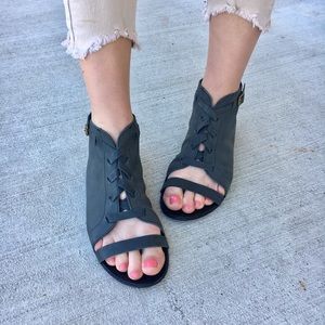 Grey lace up sandals