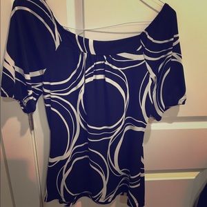 Black and white career blouse