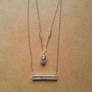 Gray Beaded Double Layer Necklace