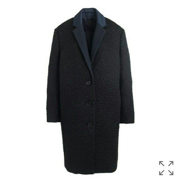 J Crew Collection black ripple mohair top coat