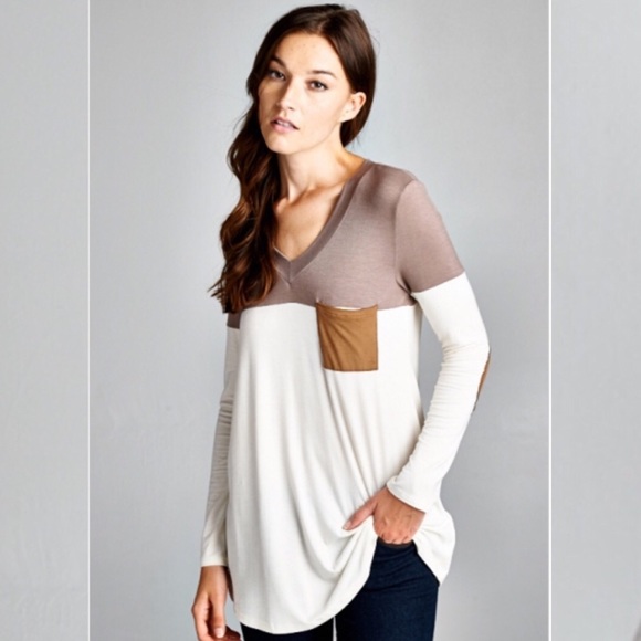 🎉SALE🎉 Mocha Suede Detail Top - Picture 3 of 4