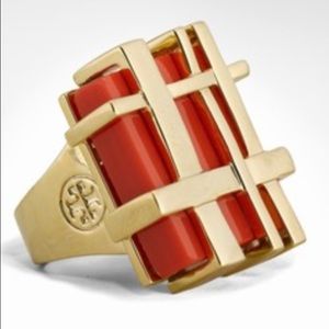 Tory Burch Gingham Cocktail Ring size 6