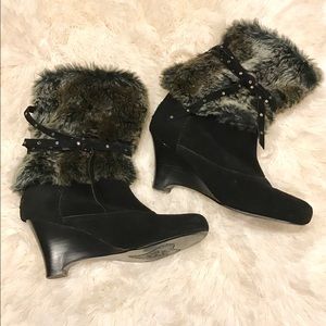 Black Short Naughty Monkey Wedged Boots