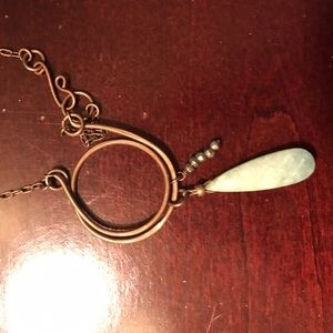 Long bronze necklace with semi-precious stones