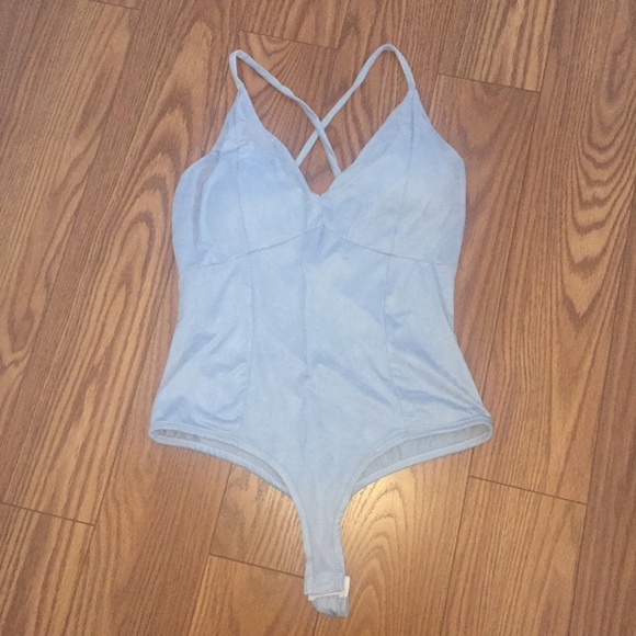 LIGHT BLUE SUEDE BODYSUIT
