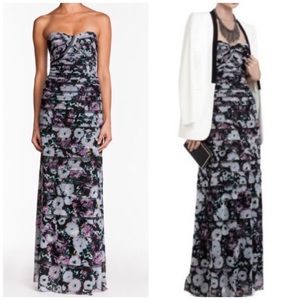 BCBG MAX AZRIA Erika Floral Purple Gown