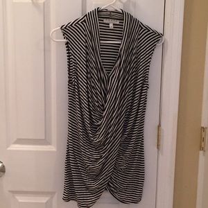 Black and White Draped Tank Top