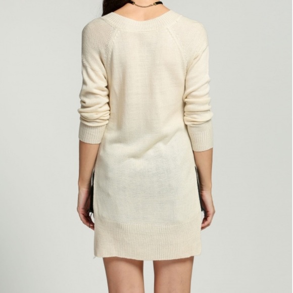 LAST ONE🎆LACE UP V-NECK KNIT SWEATER - Picture 3 of 4