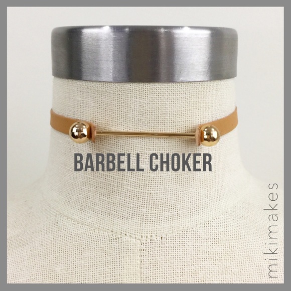 mikimakes Jewelry - Tan faux leather choker with gold choker