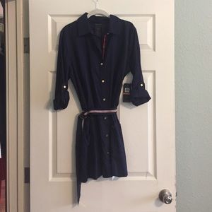 Tommy Hilfinger Navy Belted Button Down Dress