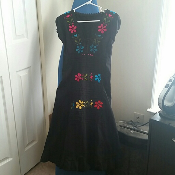 Hand embroidered mexican dress