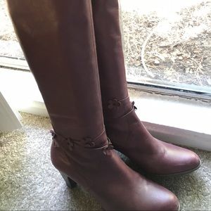 Wine colored leather boots size 10