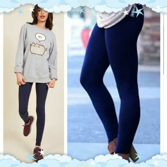 LAST TC💥 SOFT Brushed Knit NAVY Leggings - Picture 1 of 5