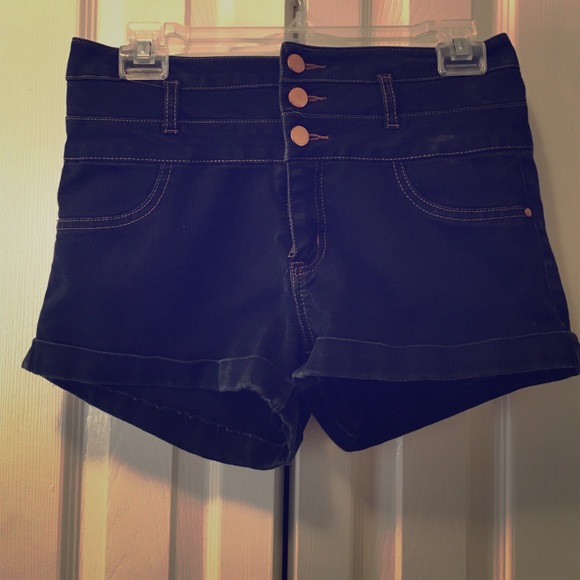 High-Waisted Dark Blue Denim shorts - Picture 1 of 1
