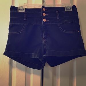 High-Waisted Dark Blue Denim shorts