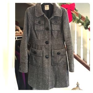 Nordstrom herringbone grey peacoat