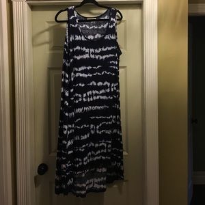 Navy and white tie dye stripe dress. 2XL