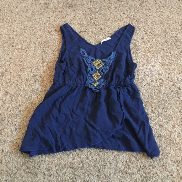 Metallic accented blue blouse