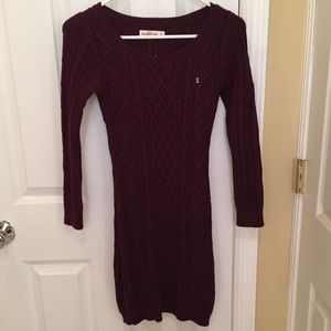 Maroon Knit Sweater Dress