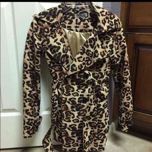 Leopard print trench raincoat
