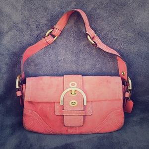 Coach small coral suede purse