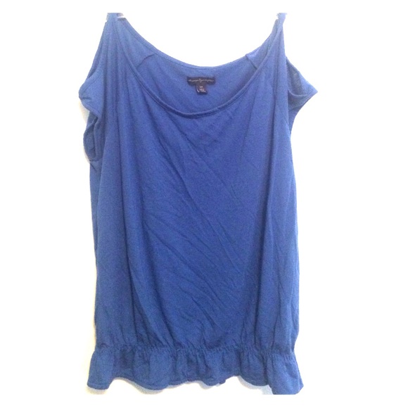 Blue cutout shoulder top