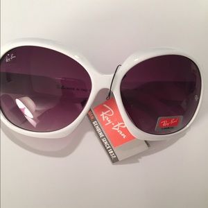 Rounded white ray ban sunglasses