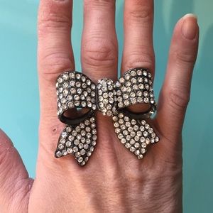 Glitzy rhinestone bow ring