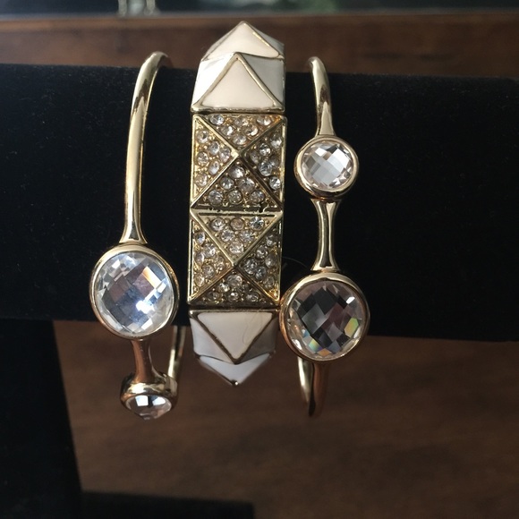 NWOT-3 coordinated bracelets gold tone and crystal
