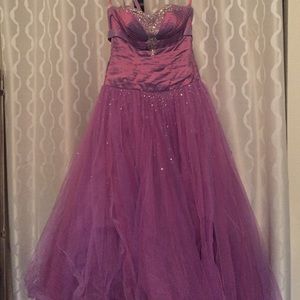 Purple tulle prom dress
