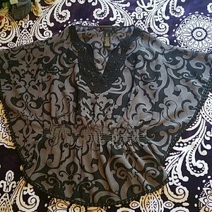 Black and gray Kimono Style Top