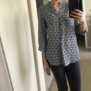 Black and White Patterned Blouse