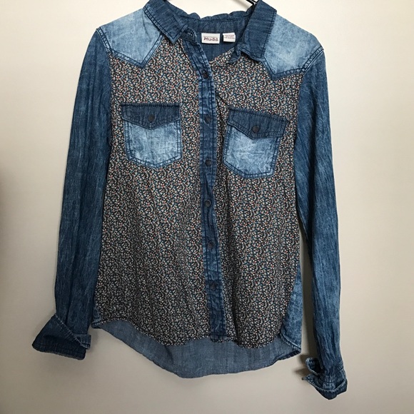 Patterned Chambray Top