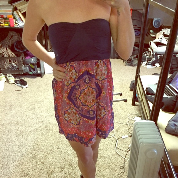 Paisley Roxy dress strapless blue and red!