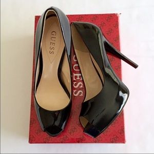 Guess Black Peep Toe Pumps