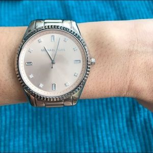 Silver and Pink Michael Kors Watch