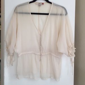 Forever 21 XXI Sheer Cream Doleman Top S/SM Small