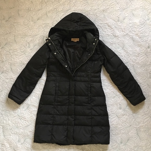 Michael Kors Black Hooded Puffer Coat Size Small