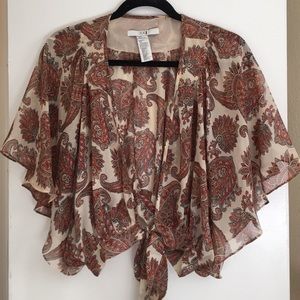 Forever 21 XXI Cropped Paisley Blouse S/SM Small
