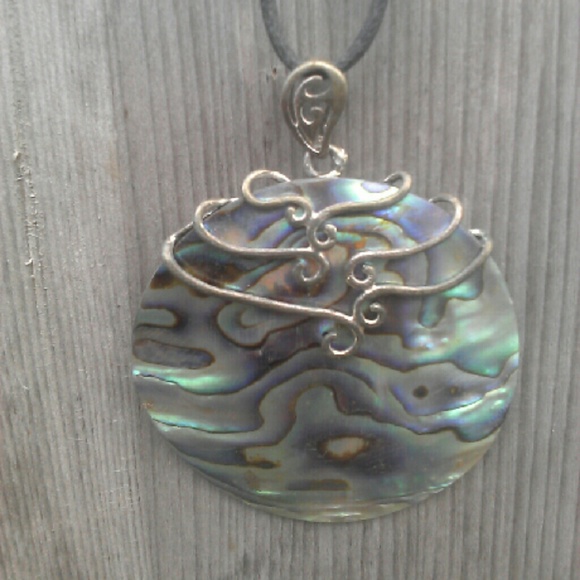 Abalone and silver necklace