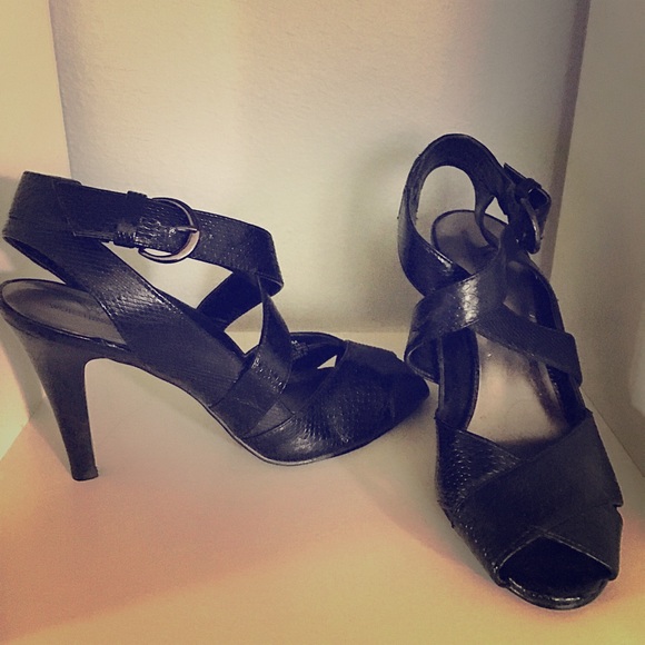 Black strap heels