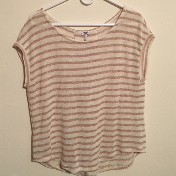 Splendid drape knit sweater, gold and white