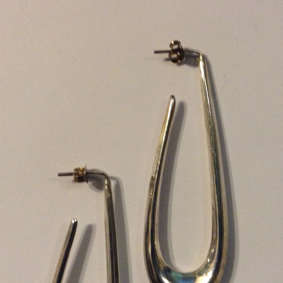 Sterling Silver | Open Back Hoop Pierced Earrings - Picture 3 of 3