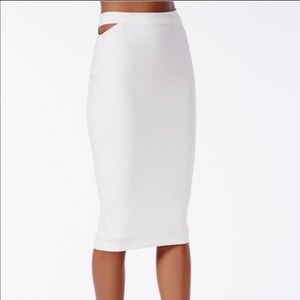 NWT Missguided Cut Out Midi Skirt White