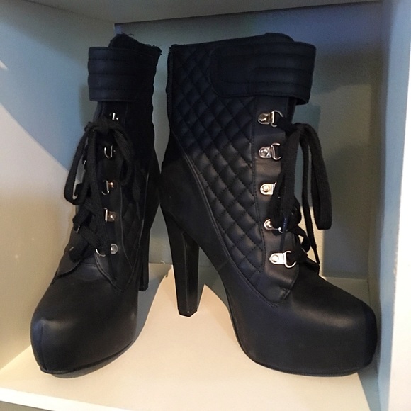 Black combat heels