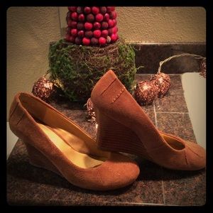 Seychelles "Follies" suede wedge heels.