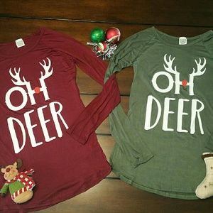 Green Oh Deer Christmas tee