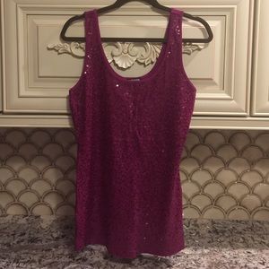 Express NWT Sequin Tank Top Purple Size Large