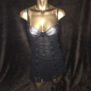 Victoria secret black and pink one piece lingerie