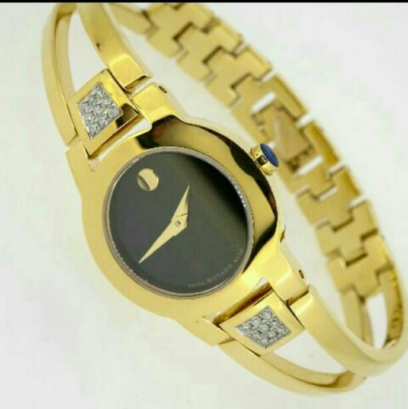 NWT $1,395 Movado Diamond gold watch main image 4